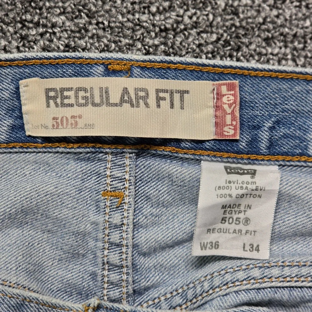 90s Vintage Distressed Straight Leg Jeans Mens 36x34 Blue Levis 505 Light Wash